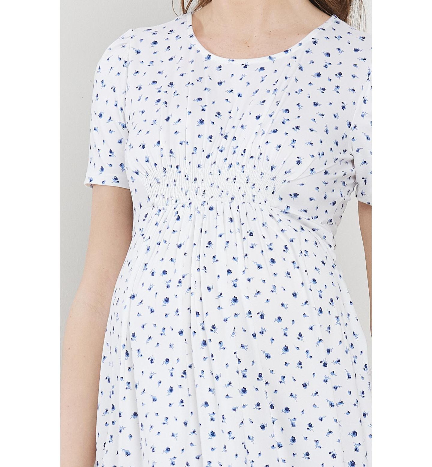 Женское платье Hello Miz Floral Empire Waist Short Sleeve, цвет: Слоновая кость — фото 5