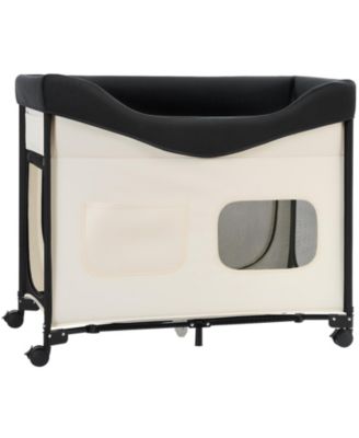 Portable Elevated Pet Bed with Storage Bag & Wheels, Foldable Cot for Dogs & Cats