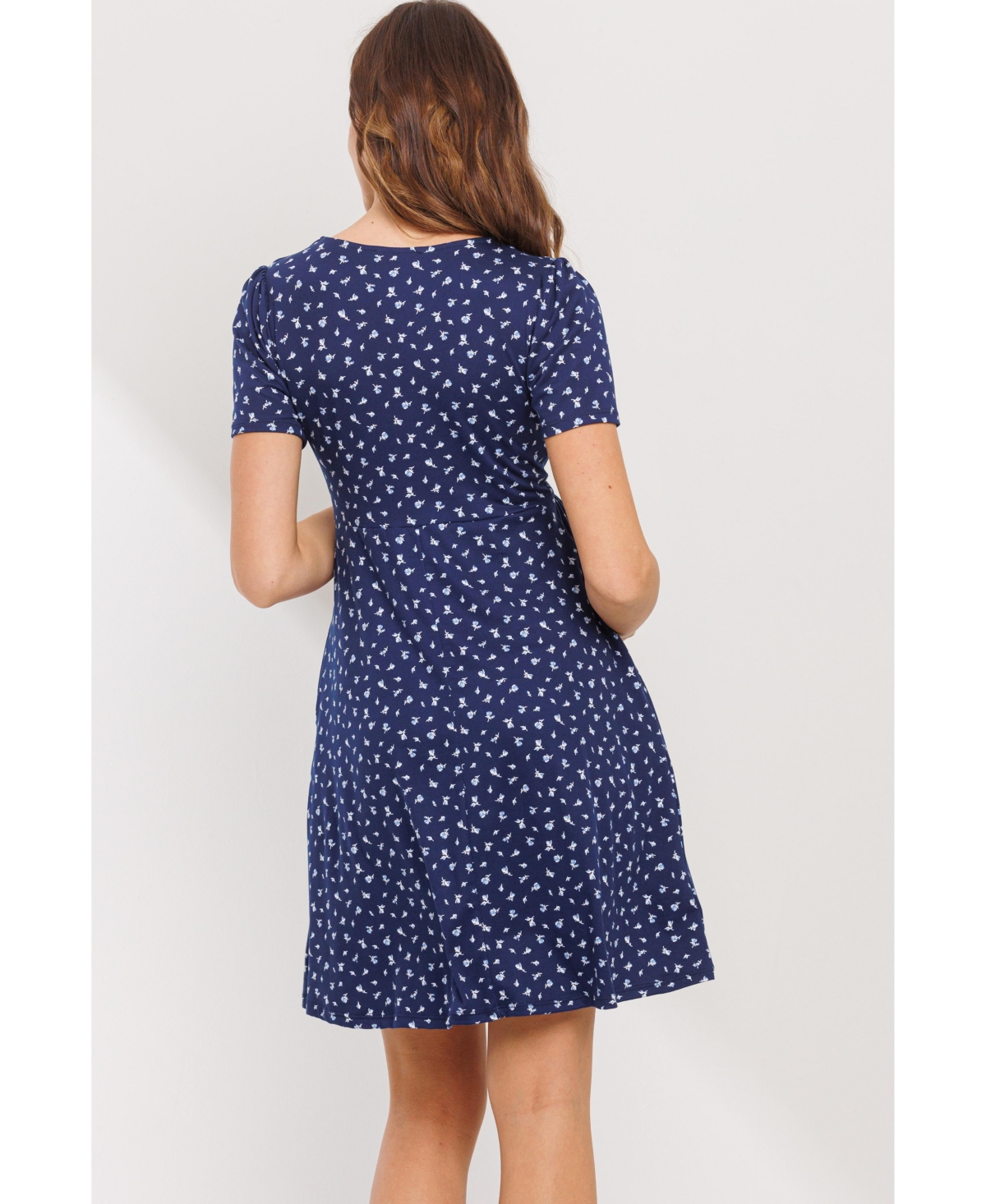 Hello Miz Maternity Floral Empire Waist Short Sleeve Dress