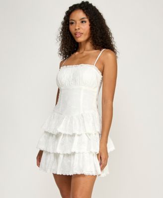 Juniors' Spaghetti Eyelet Dress