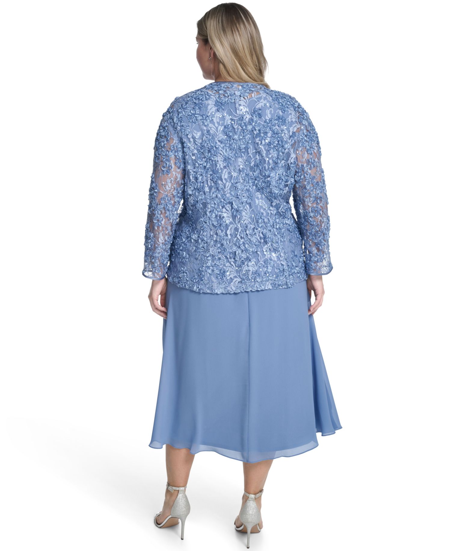 petite 3/4-Sleeve Jacket with Crewneck Dress