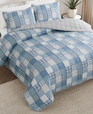 Plaid Patchwork Reversible 3-Pc. Quilt Set, King