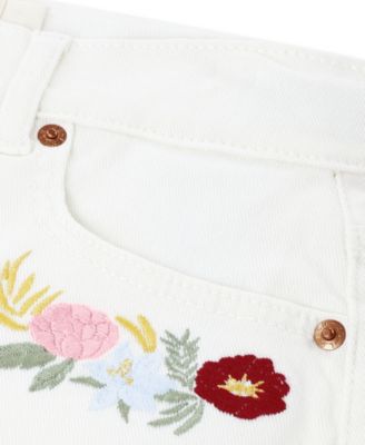 Girls' 7-16 Embroidered High-Rise Crochet Applique Shorts