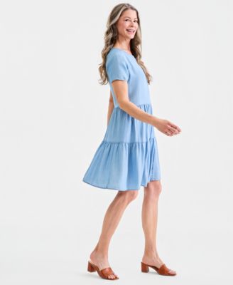 Women's Chambray Tiered Dress