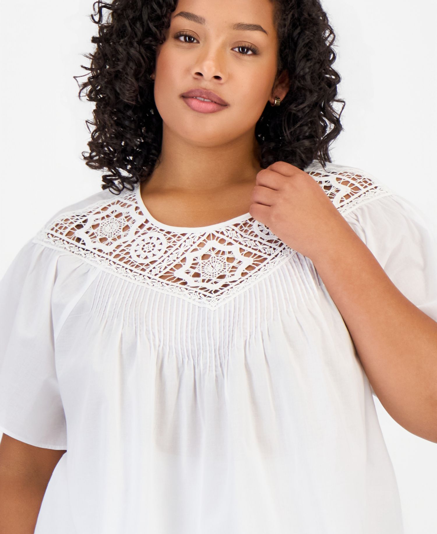Trendy Plus Size Cotton Crocheted Top