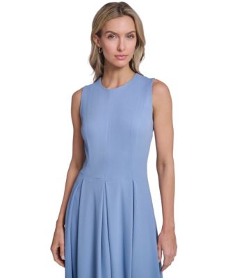 Women's Sleeveless Pleated Midi A-Line Dress
