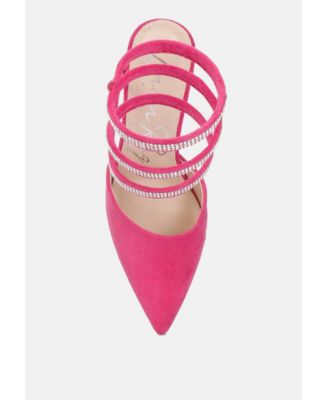 Womens elvira rhinestone embellished strap up sandals