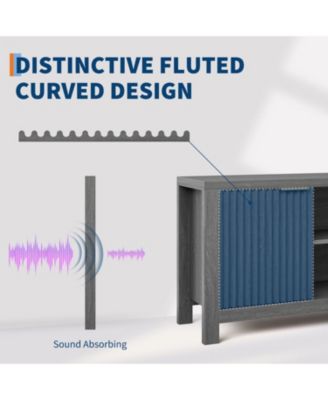 65" Fluted TV Stand - Modern Entertainment Center w/ 2 Storage Cabinets & Open Shelves, Heavy-Duty Console