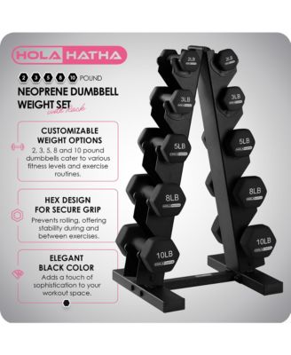 2, 3, 5, 8 & 10 Pound Neoprene Dumbbell Weight Set with Storage Rack