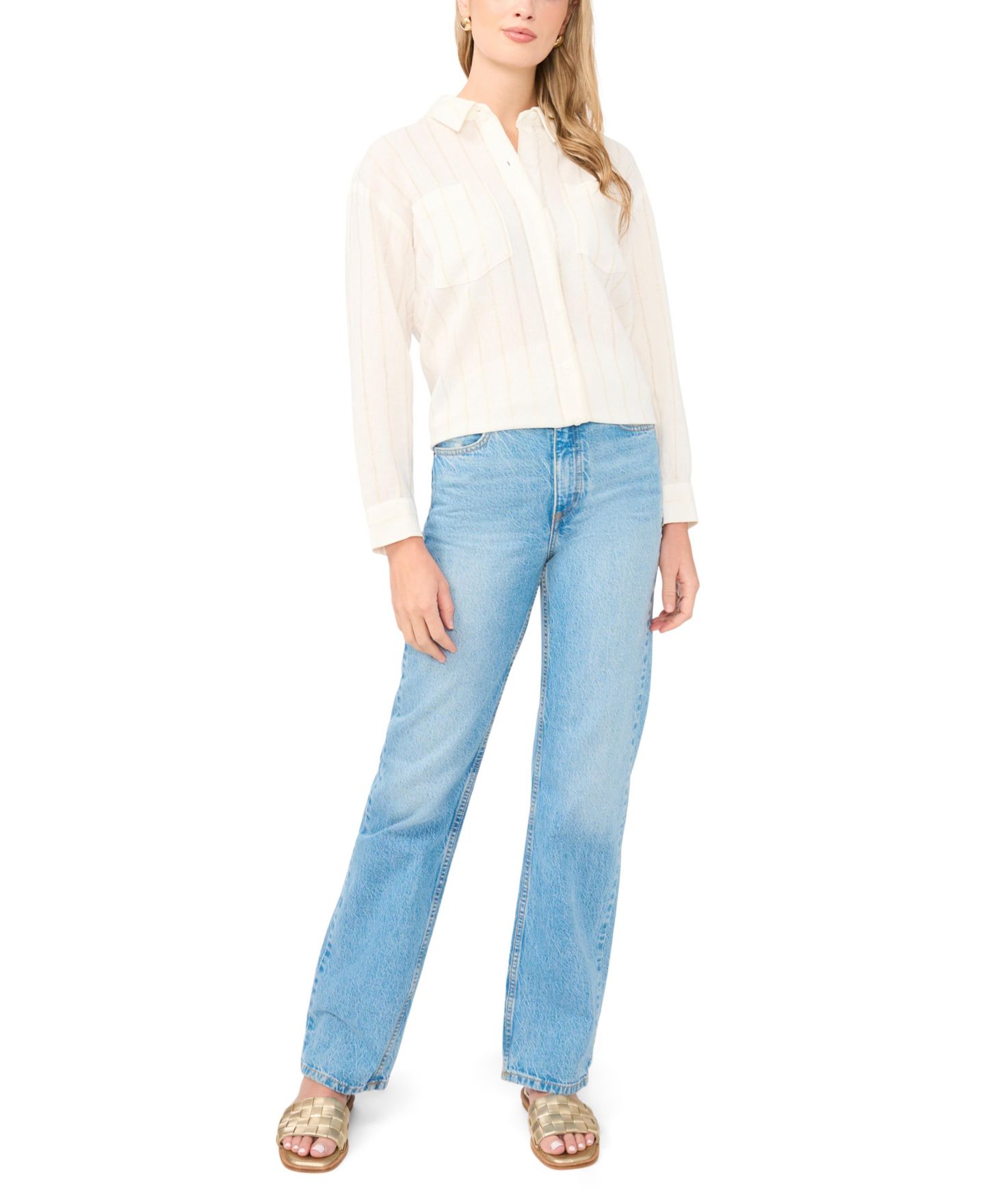 Женская рубашка Vince Camuto Long-Sleeve, цвет: Слоновая кость — фото 2
