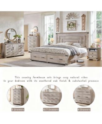 Rustic Nightstand with Charging Station & Storage