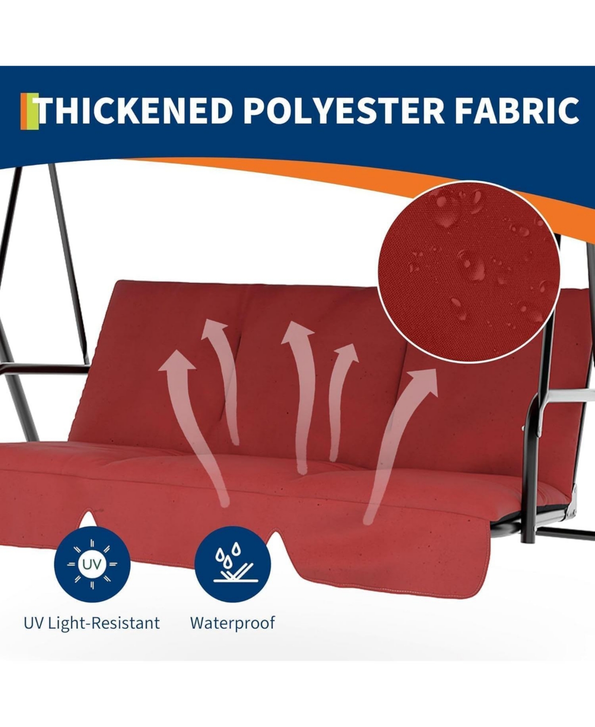 gaomon 3 Seat Outdoor Porch Swing with Adjustable Canopy