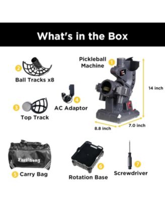 Automatic Pickleball Machine with Oscillating Base, Adjustable Speed, Battery or AC Power, and Tripod Compatibility for All Skill Levels