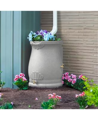 RWURN50-LIG 50 Gallon Rain Saver Wizard Barrel Urn, Light Granite