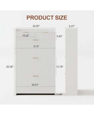 Modern Fluted Entryway Shoe Cabinet - 3 Flip Drawers 2 Small Drawers + Hook Slim Organizer