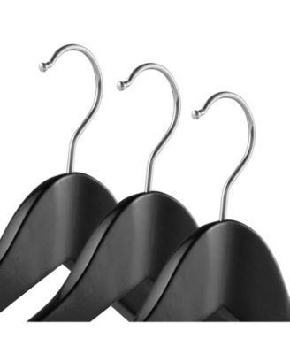 Wide Shoulder Wooden Suit Hangers, Non-Slip Pant Bar & Swivel Hook, Walnut - Set of 6