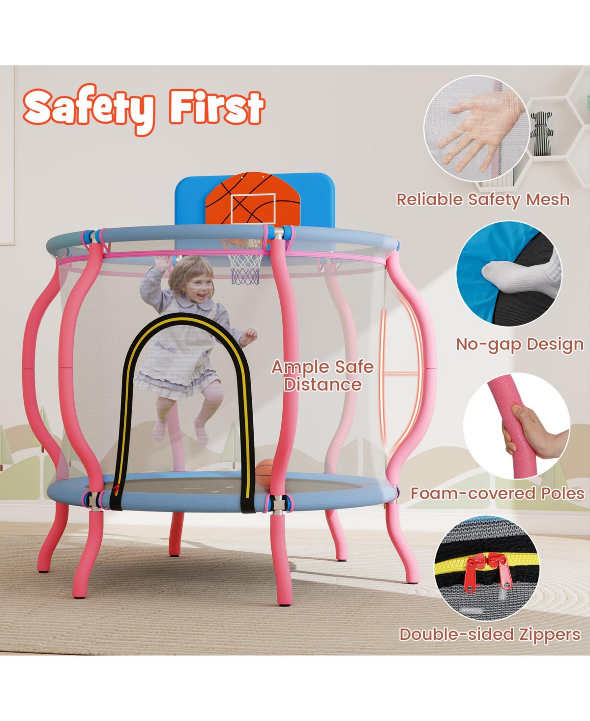 Slickblue Kids Pumpkin Trampoline for Indoor and Outdoor Play