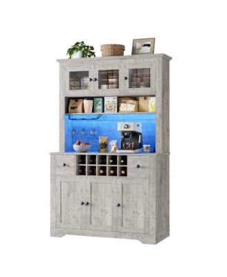 68.7"Bar Cabinet,Kitchen Buffet with Hutch Wine with Charging Station,2 Drawers,10 Storage Shelves