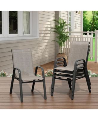 Patio Chairs Set of 4, Outdoor Stackable, Textilene Fabric Dining Chairs