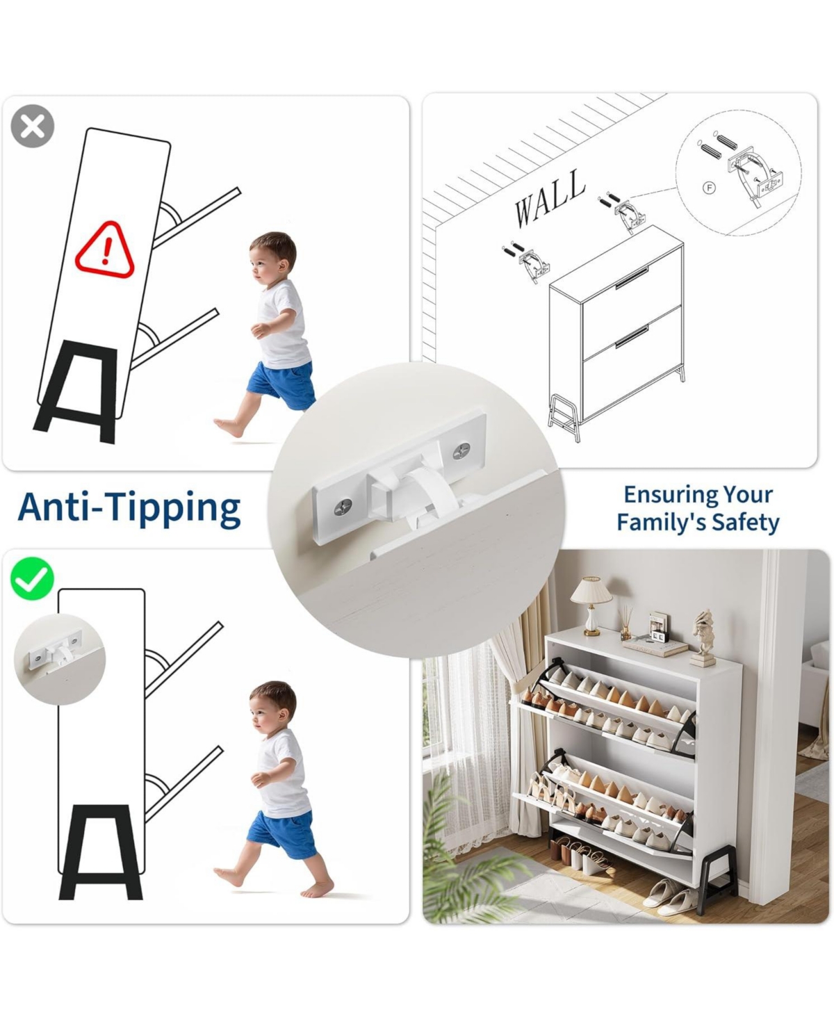 gaomon 2 Flip Drawers Entryway Rack with Metal Legs Freestanding Narrow Shoe Cabinet