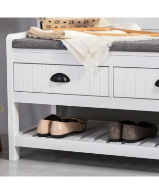 Hall Tree, Coat Rack and Bench Seat with 4 Hooks, 2 Drawers