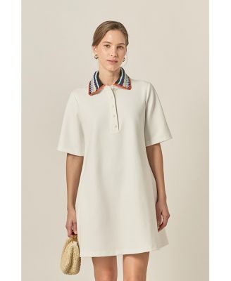 Women's Knitted Collar A-Line Shirt Dress