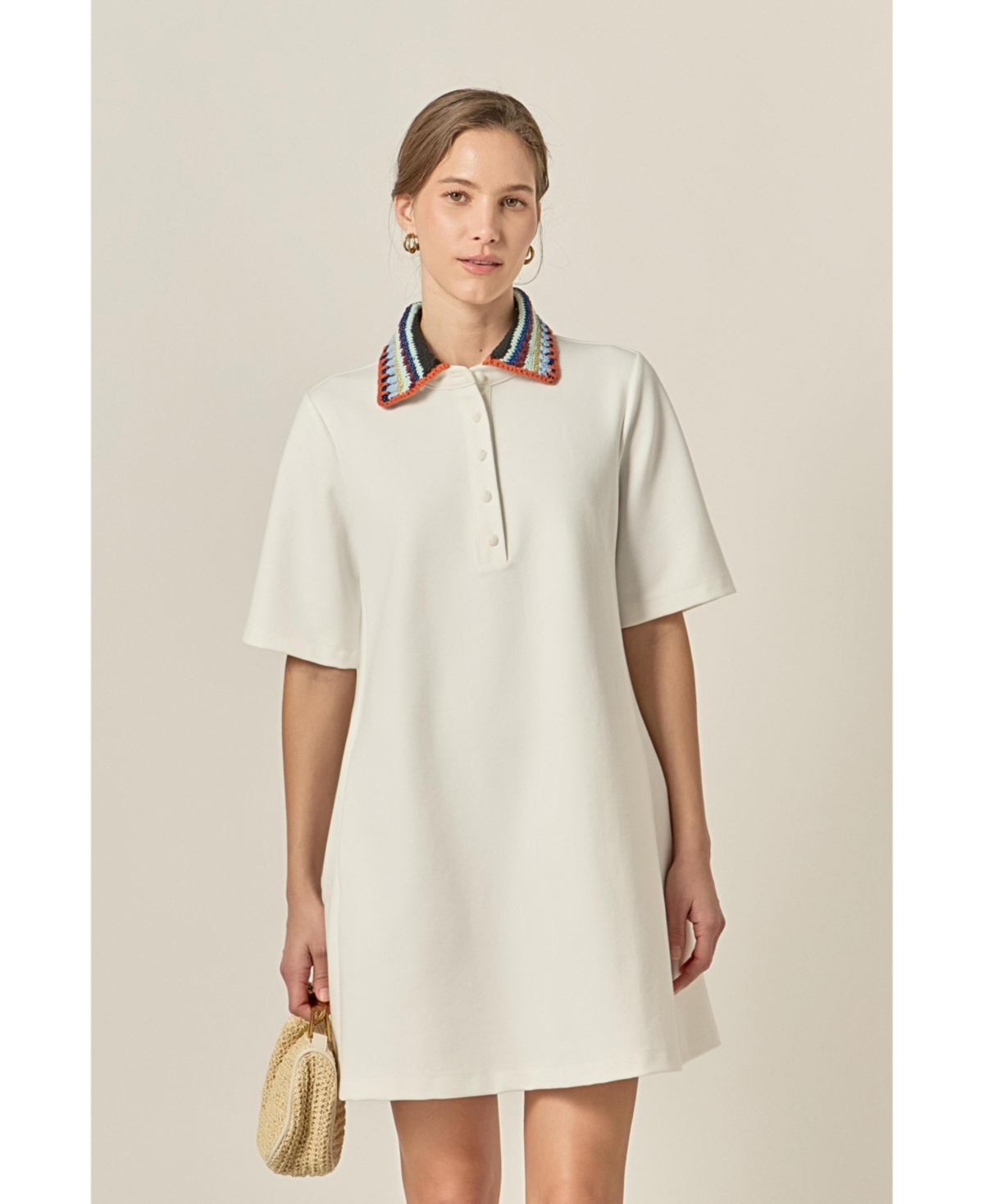 English Factory Women's Knitted Collar A-Line Shirt Dress