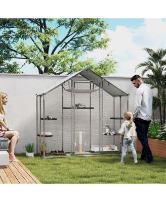 Walk-in Catio Outdoor Cat Enclosure with Waterproof Cover & Hammock