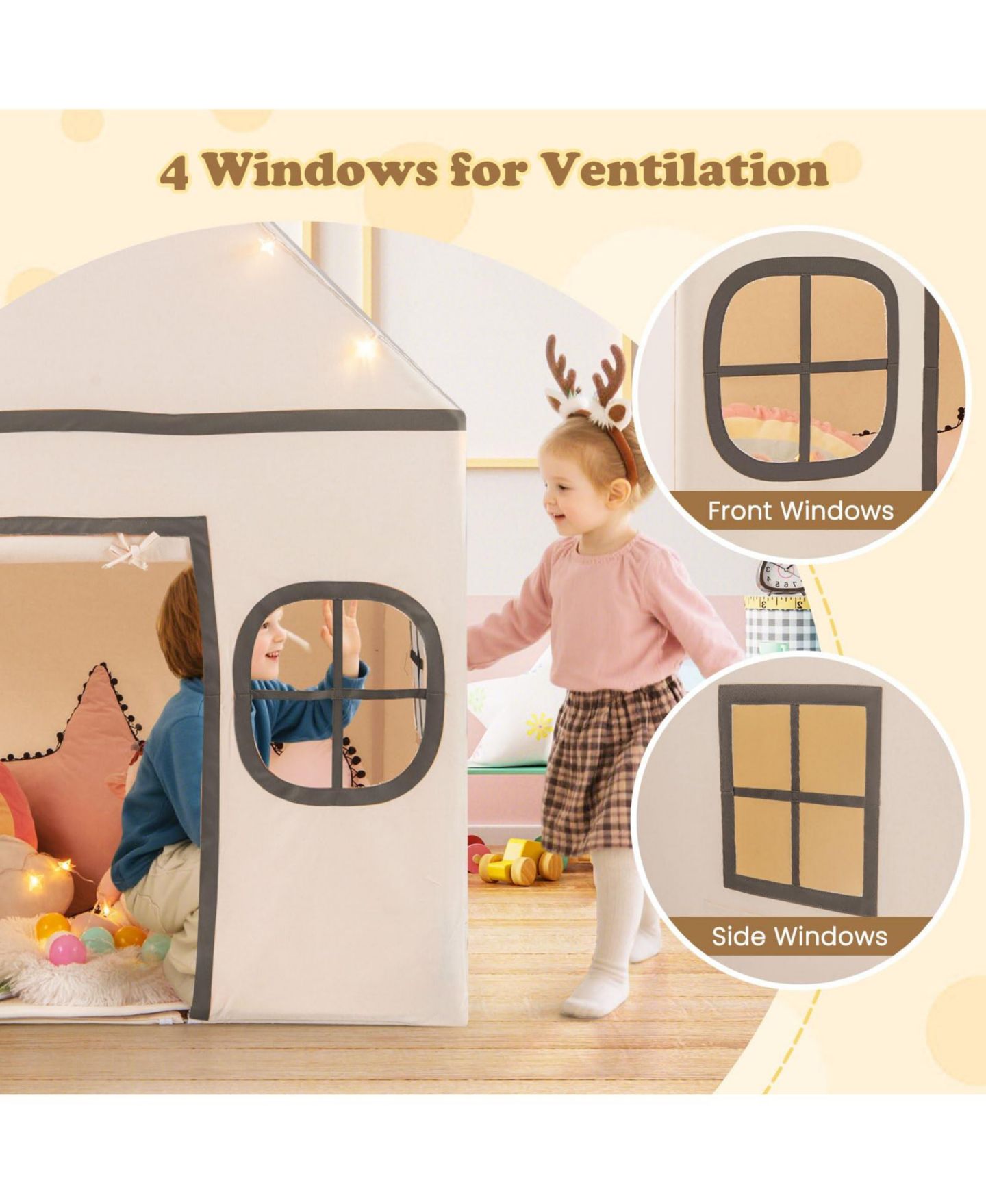 Детская игрушка Mecale Star Lights Play Tent with Windows, Ages 3+, цвет: Белый — фото 3
