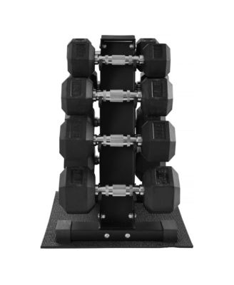 BalanceFrom Dumbbell Set with Stand, Rubber Encased Home Gym Hand Weights, 100lb