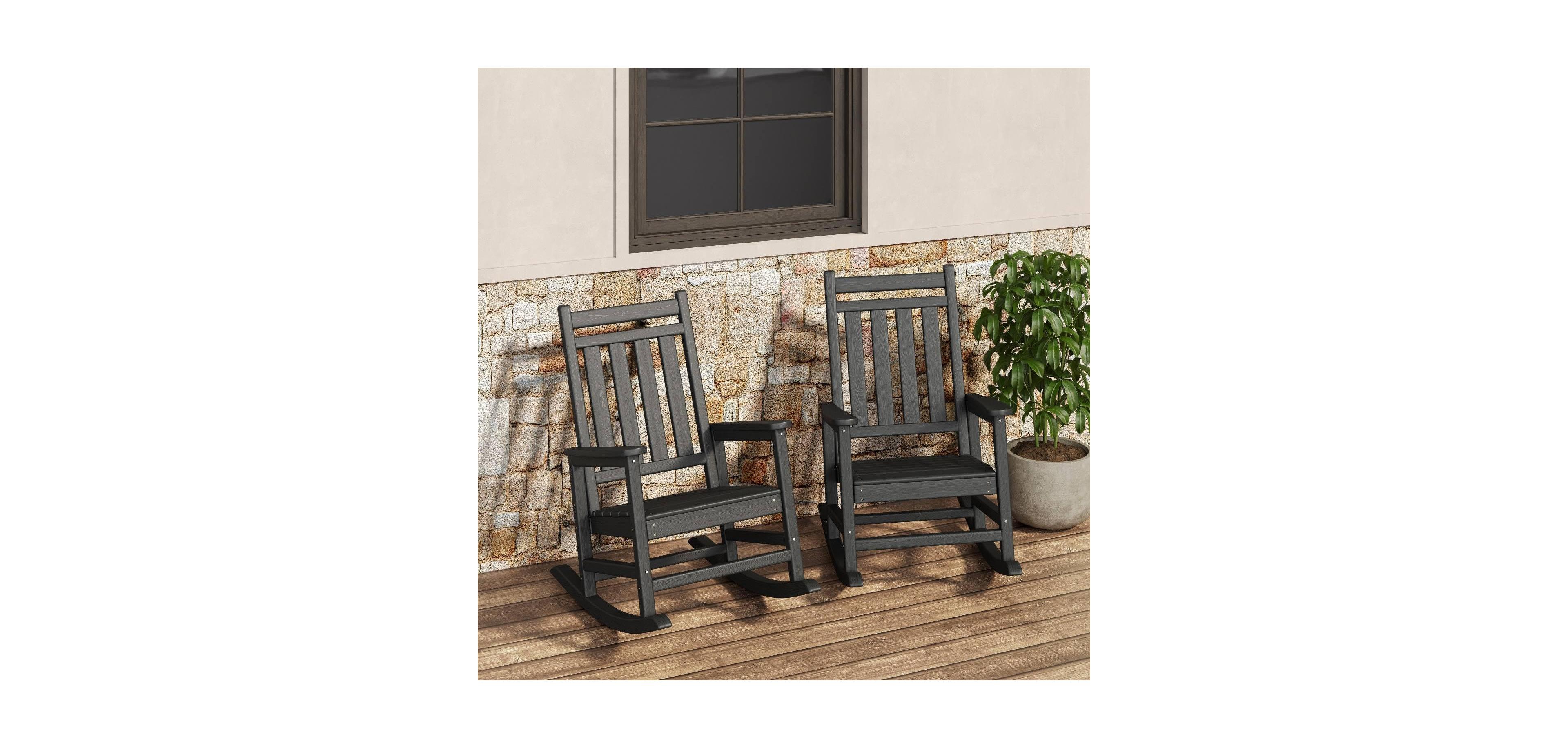gaomon Hdpe Rocking Chair Outdoor Set of 2 Poly High Back Porch Rocker Chairs for Adults All Weather Resistant Furniture for Patio Front Porch