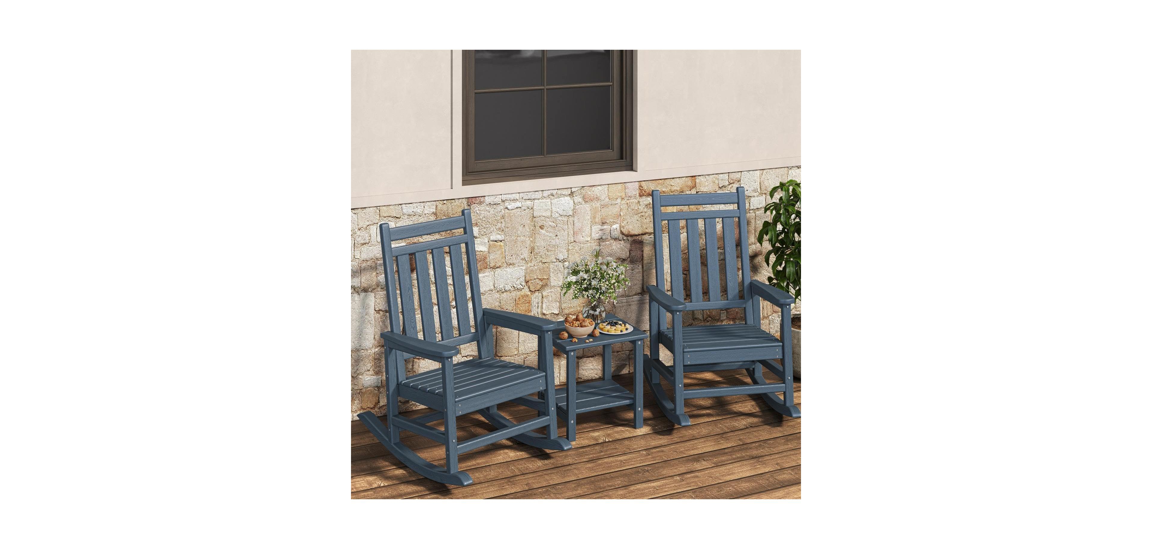 gaomon Hdpe Rocking Chair Outdoor Set of 2 with Side Table