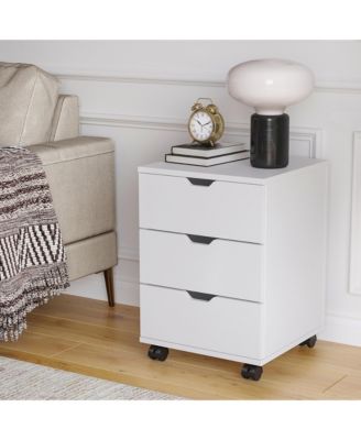 3-Drawer Vertical Filing Cabinet, Wood Mobile File Cabinet, Storage Cabinet with Wheels, Under Desk for Home Office