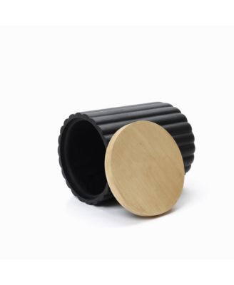 Fluted Round Patio Side Table with Removable Lid & Galvanized Metal Ice Bucket