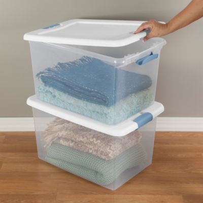 64 Qt Latching Box Stackable Storage Container with Lid, 8 Pack