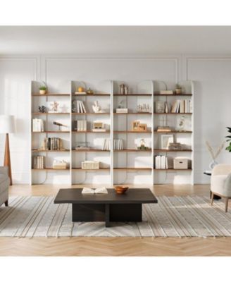 70.87-Inch Tall Double Wide Bookcase with Open Shelves, Set of 2