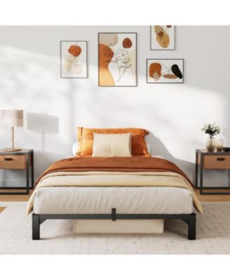 Bed Frame, Heavy Duty Metal Platform Bed Frame with Durable Iron Slat Support and Legs, No Box Spring Required, No Screws Needed, Support