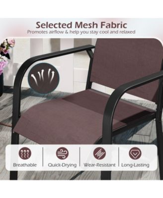 Patio Dining Chairs Set of 2 Stackable Outdoor Armchairs w/Metal FrameBackrest