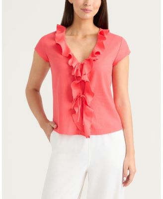 Women's Frilled Tie-Front Top