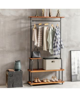 Heavy Duty Industrial Pipe Garment Rack with Wheels for Home and Office