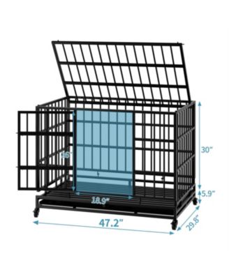 Heavy-Duty Dog Crate with Wheels - Folding, Secure Cage with Removable Tray