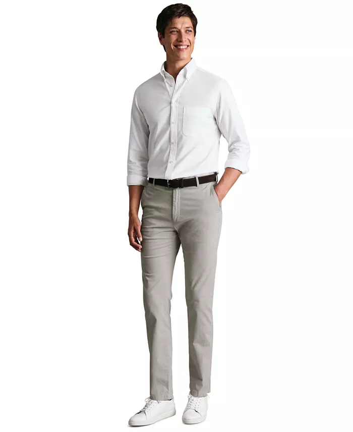 Men's Tan Slim-Fit Washed Chino Pants - thumbnail 7