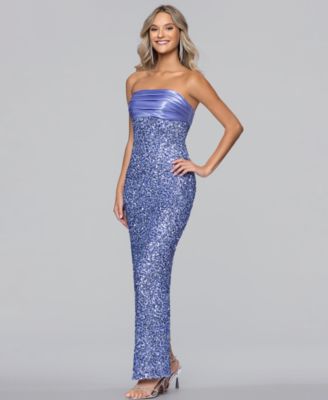 Juniors' Sequin Strapless Gown