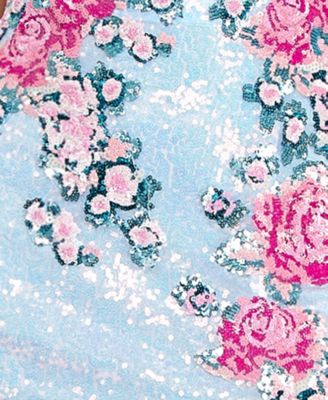 Juniors' Strapless Floral Appliqu&eacute; Sequin Maxi Dress