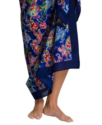 Women's Printed Border Swim Pareo Cover-Up Skirt