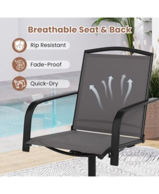 Patio Swivel Chairs Set of 2 w/ High Back & Round Metal Base for Backyard