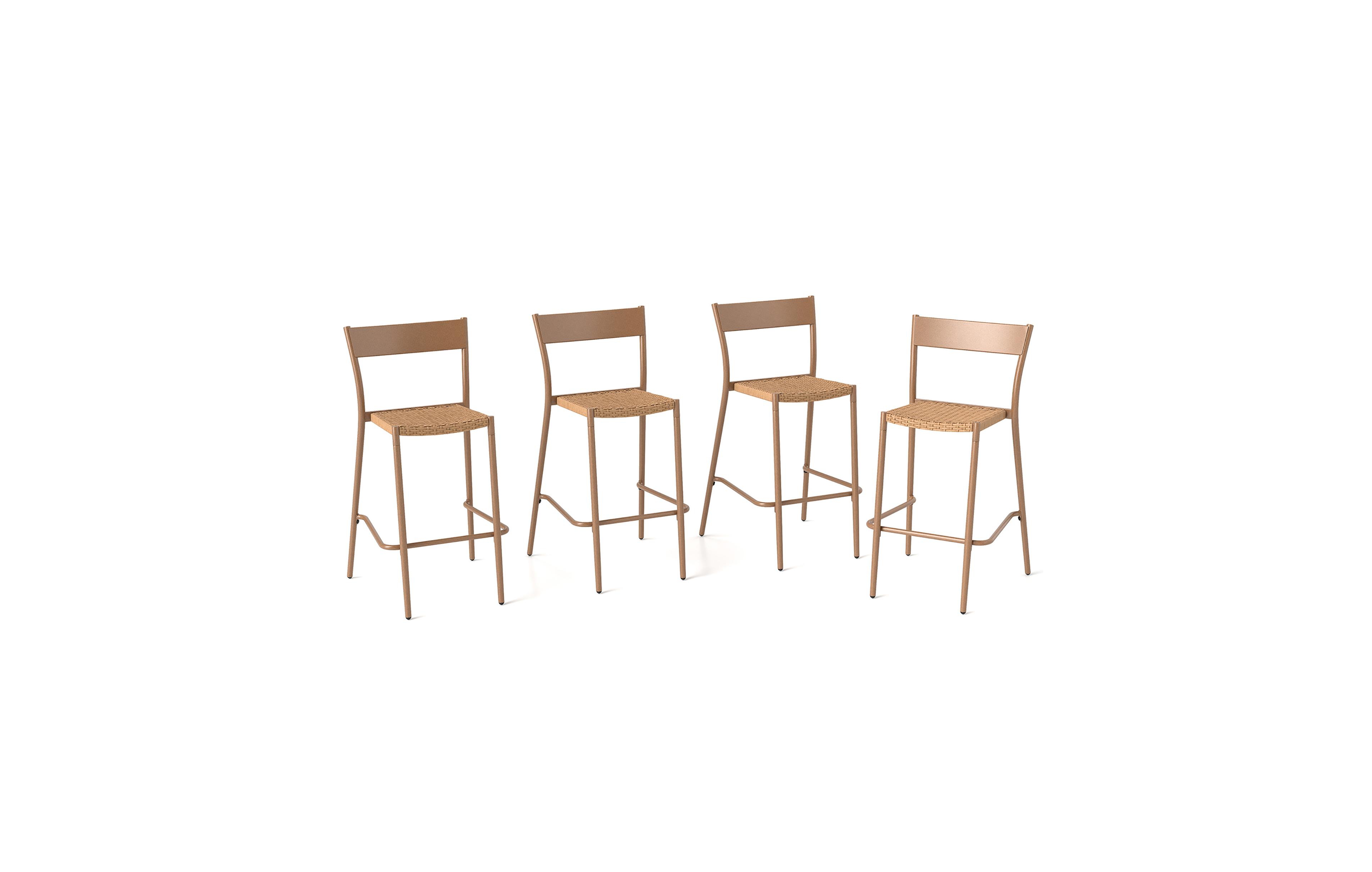 Gymax 4PCS Patio Barstools Outdoor Bar Height Chairs w/ Rattan Seat and Metal Backrest