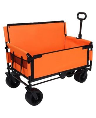 Convertible Folding Wagon Cart - Heavy-Duty Utility Wagon with Bench Seat, All-Terrain Wheels and Storage for Camping, Beach, Garden