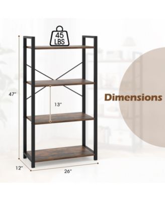 4-Tier Bookshelf with Heavy Duty Metal Frame Industrial Display Shelf