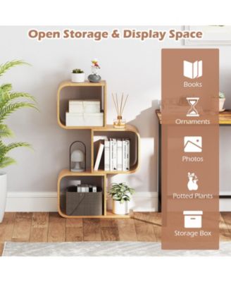 3-Tier S-Shaped Bookcase with 3 Open Cubes for Living Room